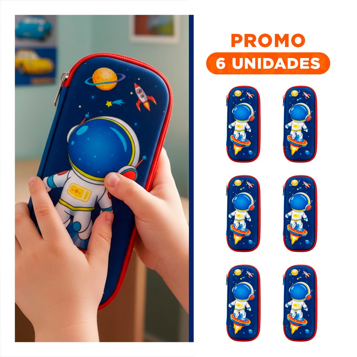 PACK6 ACCESORIO MODERNO ASTRONAUTA AZUL ALTO RELIEVE CON ESTILO ATRACTIVO - 1