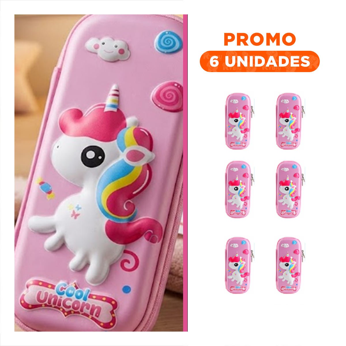 PACK6 ACCESORIO MODERNO UNICORNIO ROSADO ALTO RELIEVE CON ESTILO ATRACTIVO - 1