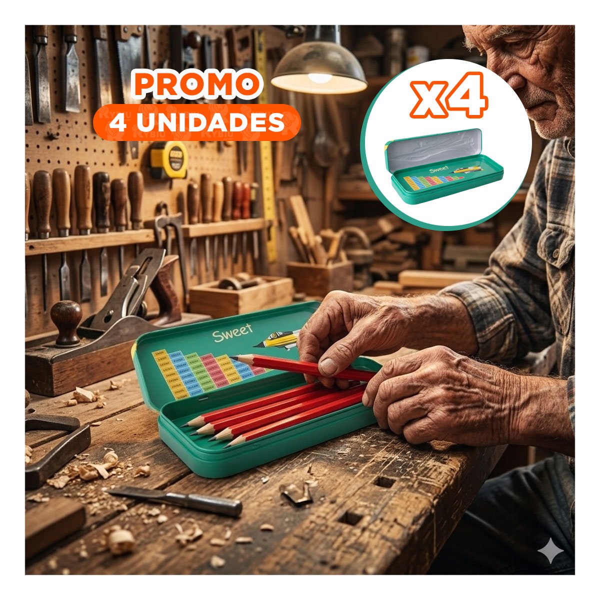 PACK4 ORGANIZADOR PRACTICO VERDE METALICO CON SEPARADOR ESCOLAR - 1