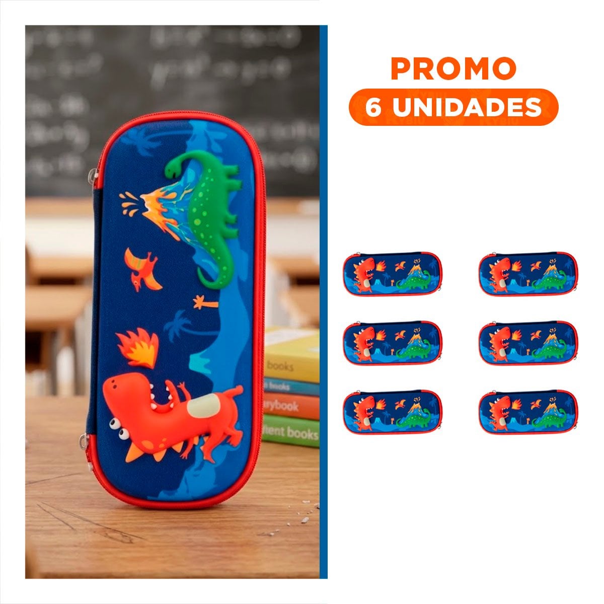 PACK6 ACCESORIO MODERNO DINOS AZUL ALTO RELIEVE CON ESTILO ATRACTIVO - 1