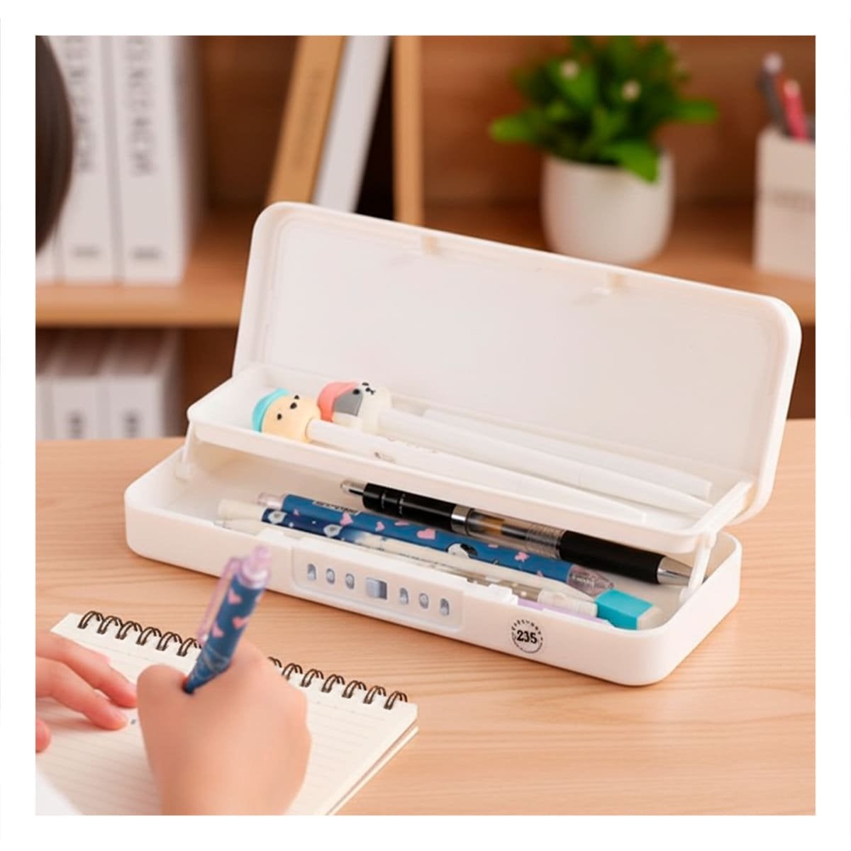 PACK2 PORTALAPICES MODERNO CONEJO BEIGE CON CLAVE 2 NIVELES JUVENIL Y+PAPEL REGALO - 2