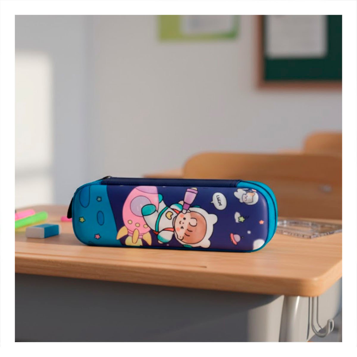 PACK2 BOLSO FUNCIONAL ASTRONAUTA EN COHETE AZUL ALTO RELIEVE CON ESTILO Y+REGALO STICKER - 3
