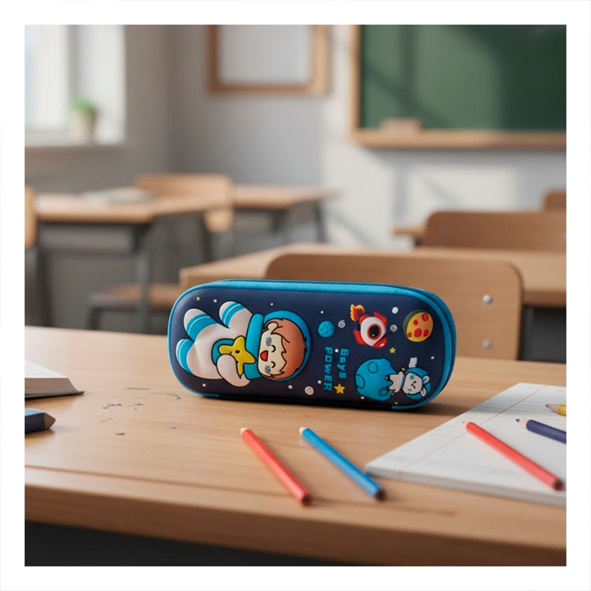 PACK4 ACCESORIO INFANTIL ASTRONAUTA FELIZ AZUL ALTO RELIEVE CON DISENO LINDO Y+PAPEL REGALO - 2