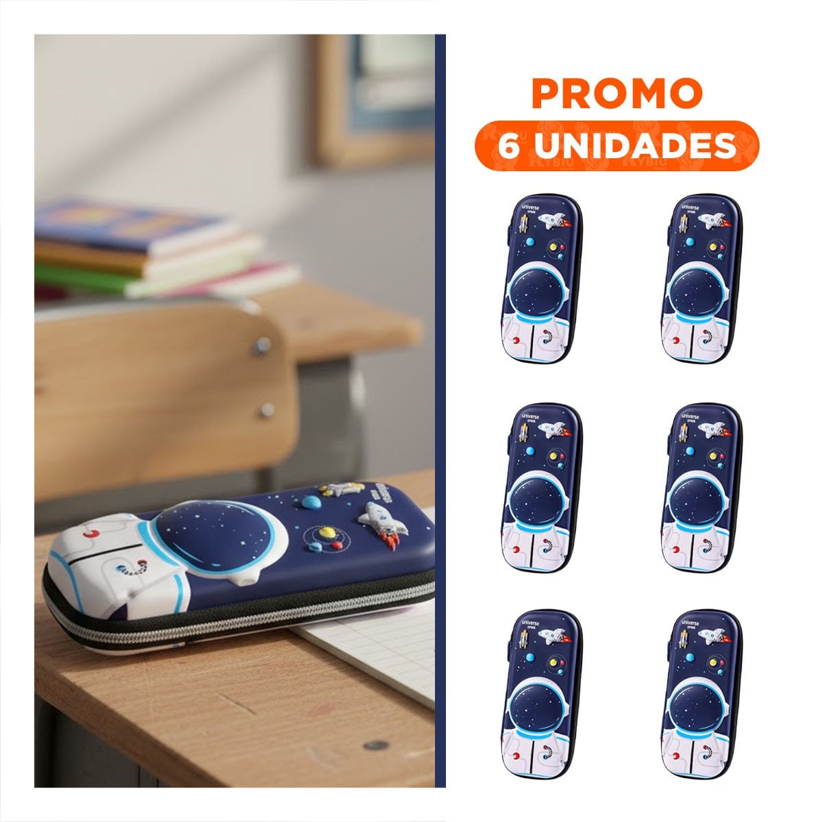 PACK6 ACCESORIO MODERNO ASTRONAUTA HAPPY AZUL ALTO RELIEVE CON ESTILO ATRACTIVO - 1