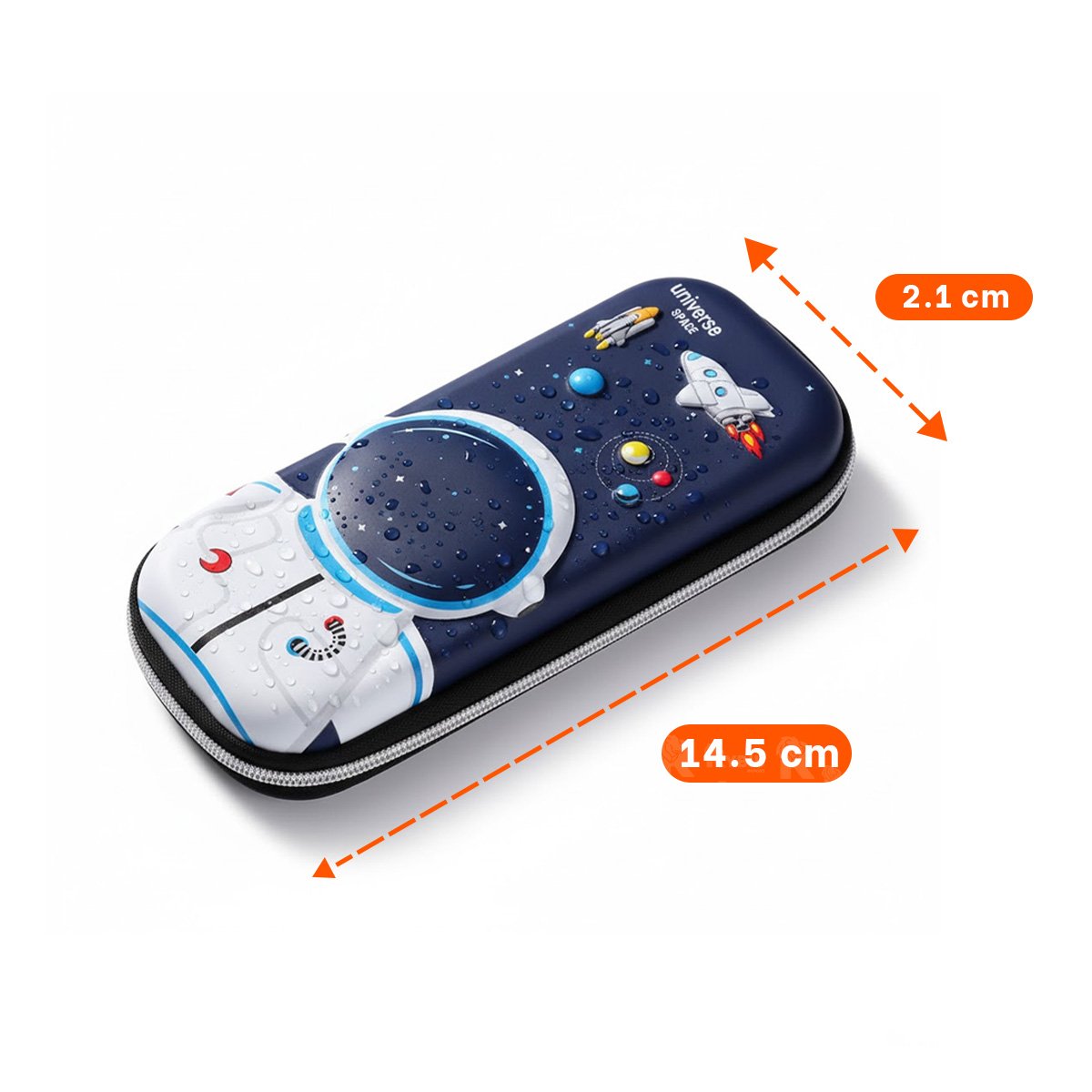 PACK4 ACCESORIO ESCOLAR ASTRONAUTA HAPPY AZUL ALTO RELIEVE CON CIERRE SEGURO DIARIO - 4