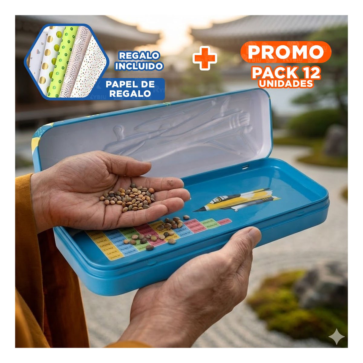 PACK12 ORGANIZADOR RESISTENTE CELESTE METALICO CON SEPARADOR AMPLIO Y+PAPEL REGALO - 1