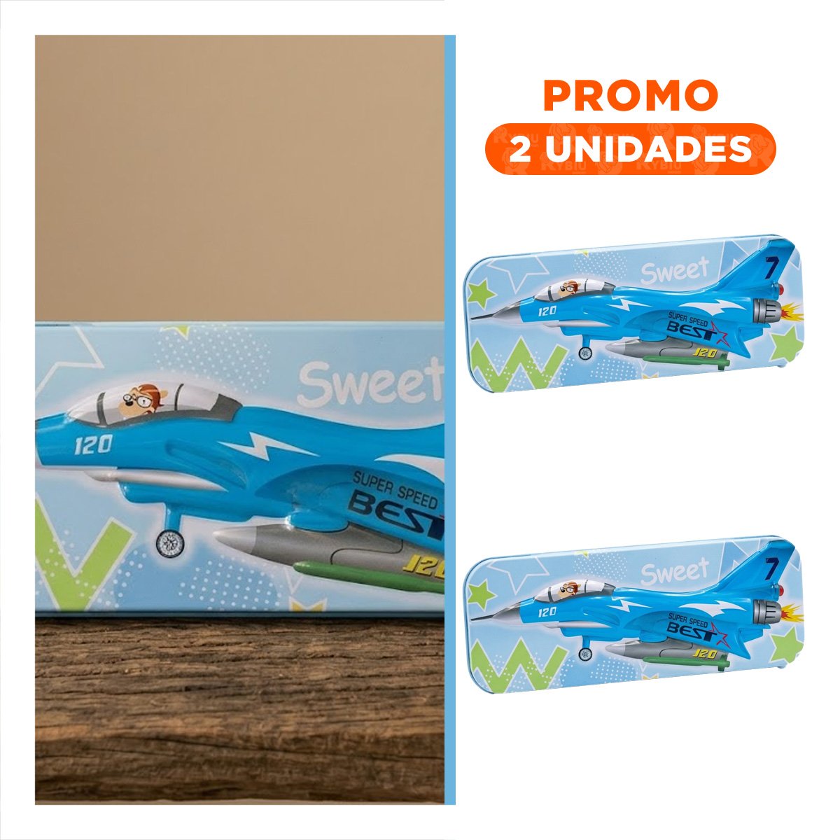 PACK2 CONTENEDOR CELESTE METALICO CON SEPARADOR ESCOLAR FUNCIONAL - 1
