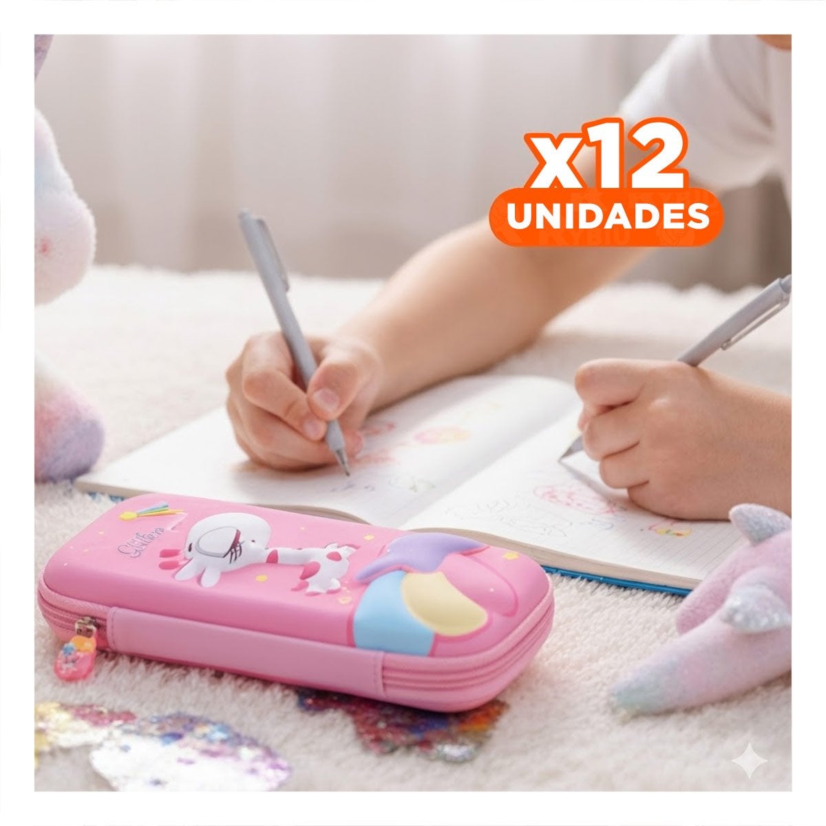 PACK12 FUNDA INFANTIL JIRAFA ROSADO ALTO RELIEVE CON DISENO LINDO Y PRACTICO - 1