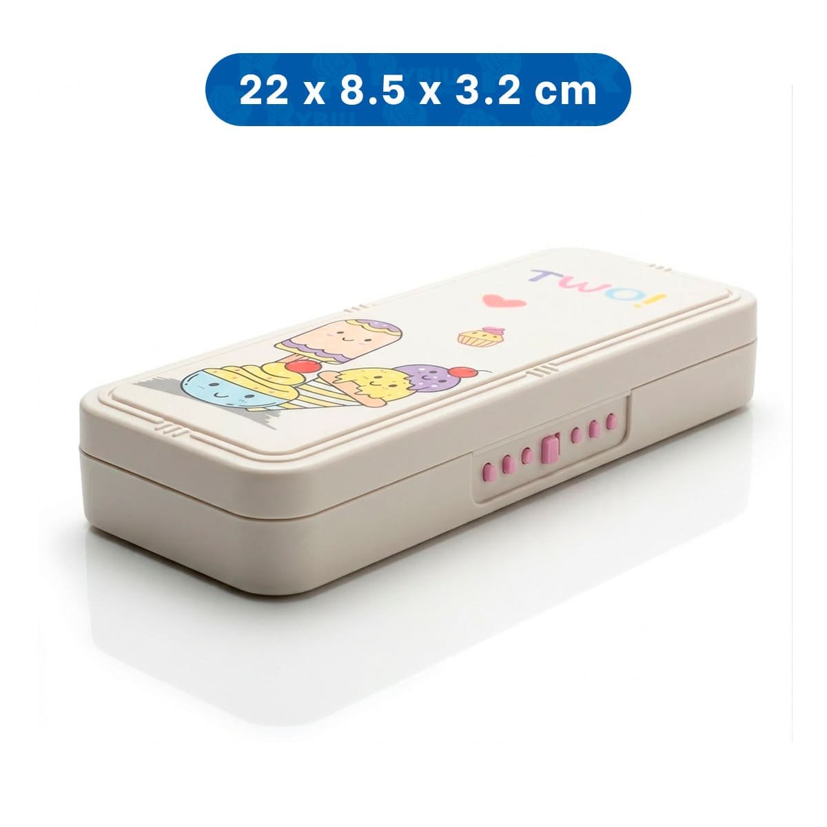 PACK2 LAPICERA PRACTICA BEIGE CON CLAVE 2 NIVELES DISENO HELADOS ESCOLAR Y+REGALO STICKER - 4