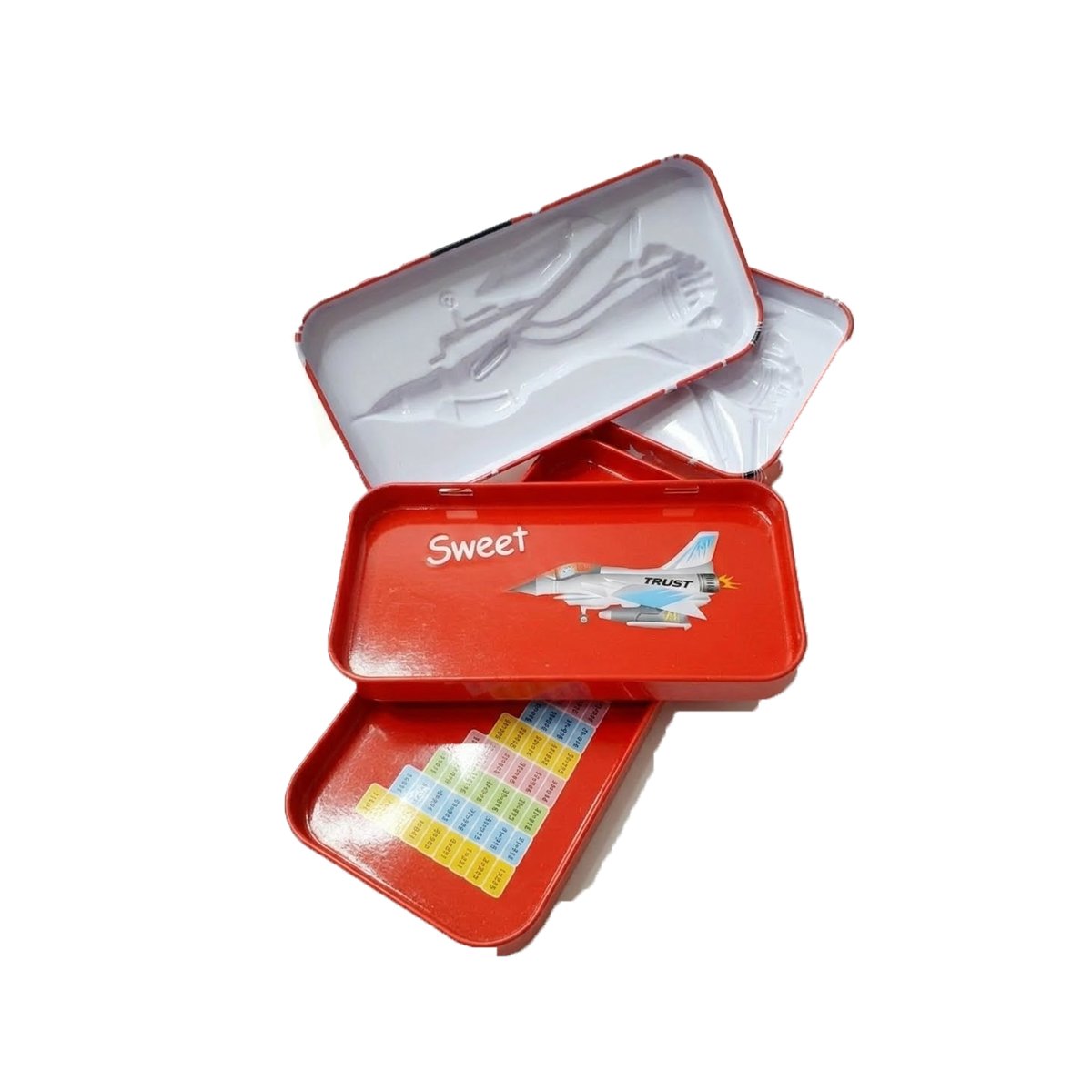 PORTA UTILES BLANCO METALICO CON DIVISION INTERNA PARA COLEGIO Y+LIGAS REGALO - 3