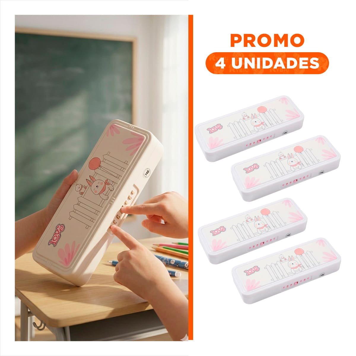 PACK4 ORGANIZADOR MODERNO CONEJO Y REJAS BEIGE CON CLAVE 2 NIVELES Y+REGALO STICKER - 1