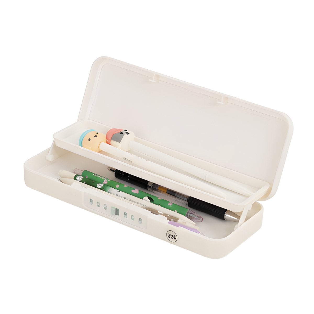 PACK4 CARTUCHERA JUVENIL BEIGE CON CLAVE 2 NIVELES OSO CON GORRA DISENO ESCOLAR Y+PAPEL REGALO - 3