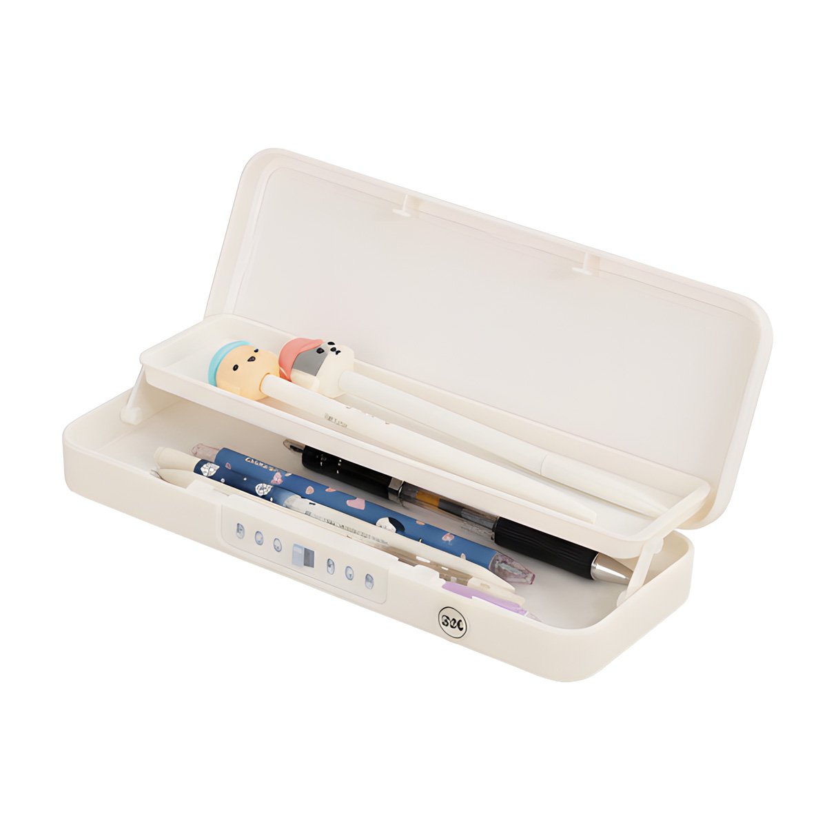 ESTUCHE JUVENIL VACA BEIGE CON CLAVE 2 NIVELES FUNCIONAL Y+REGALO STICKER - 3