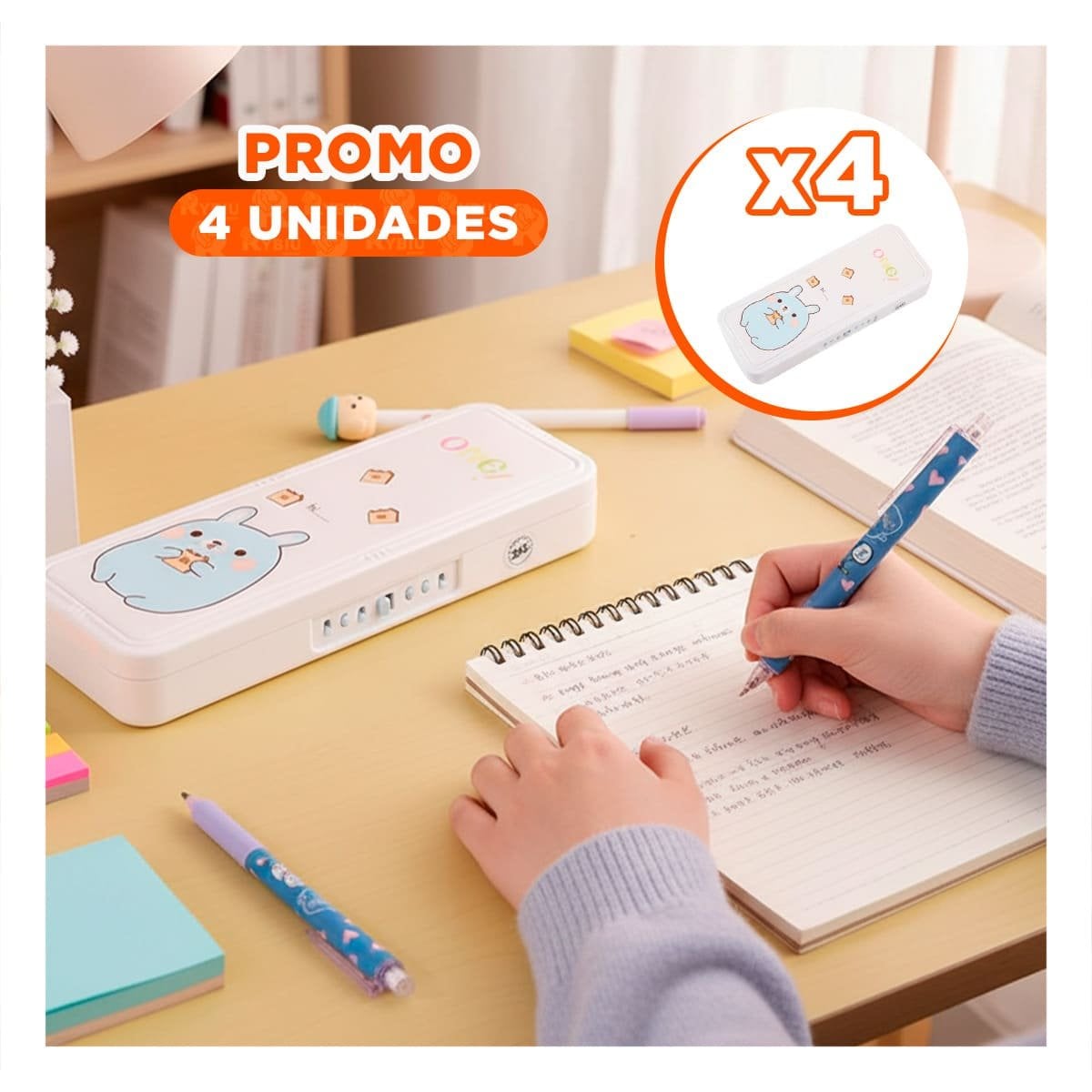 PACK4 LAPICERA MODERNA CONEJO BEIGE CON CLAVE 2 NIVELES ESCOLAR - 1