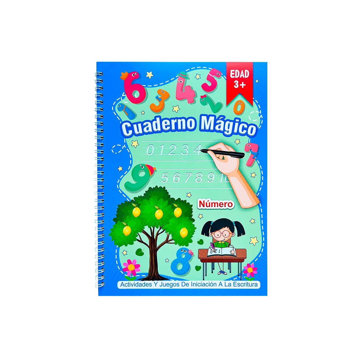 MODERNO CUADERNO AZUL MAGICO PARA ESCRITURA INFANTIL Y+PAPEL REGALO - 1