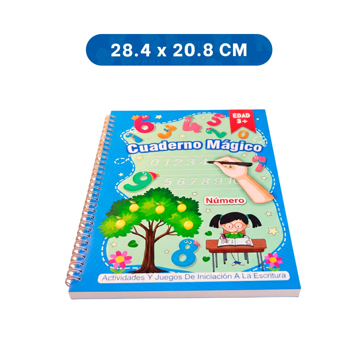 MODERNO CUADERNO AZUL MAGICO PARA ESCRITURA INFANTIL Y+PAPEL REGALO - 4