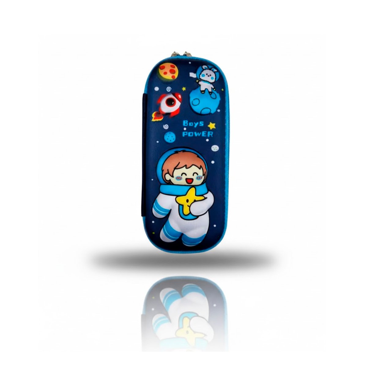 PACK6 FUNDA ESCOLAR ASTRONAUTA FELIZ AZUL ALTO RELIEVE CON CIERRE SEGURO Y+REGALO STICKER - 2
