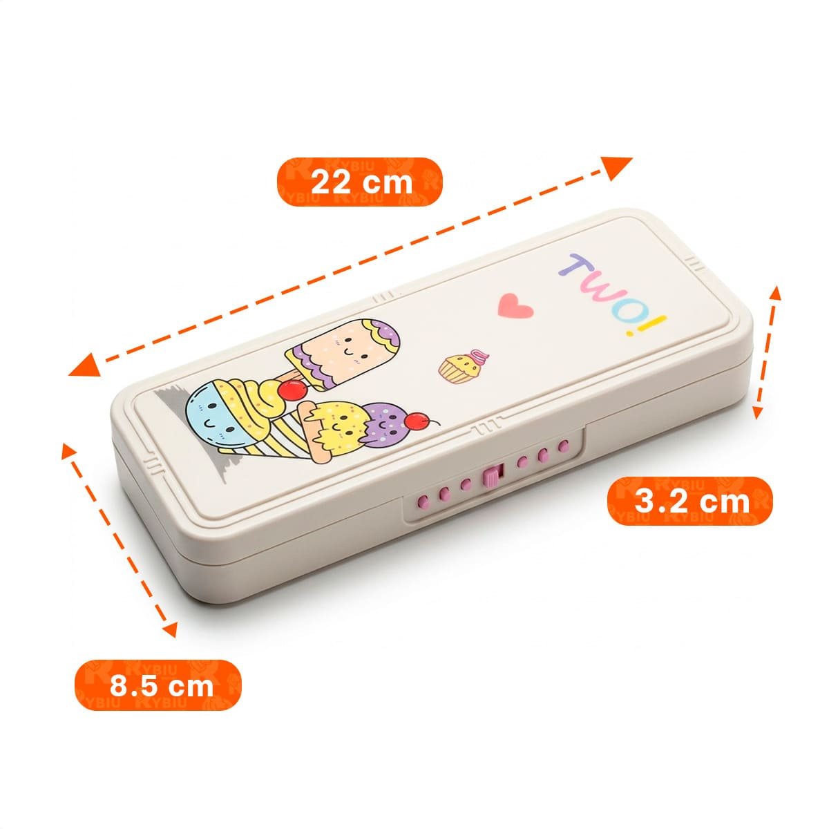 ORGANIZADOR ESCOLAR BEIGE CON DOBLE NIVEL Y CLAVE DISENO HELADOS Y+POST IT - 4