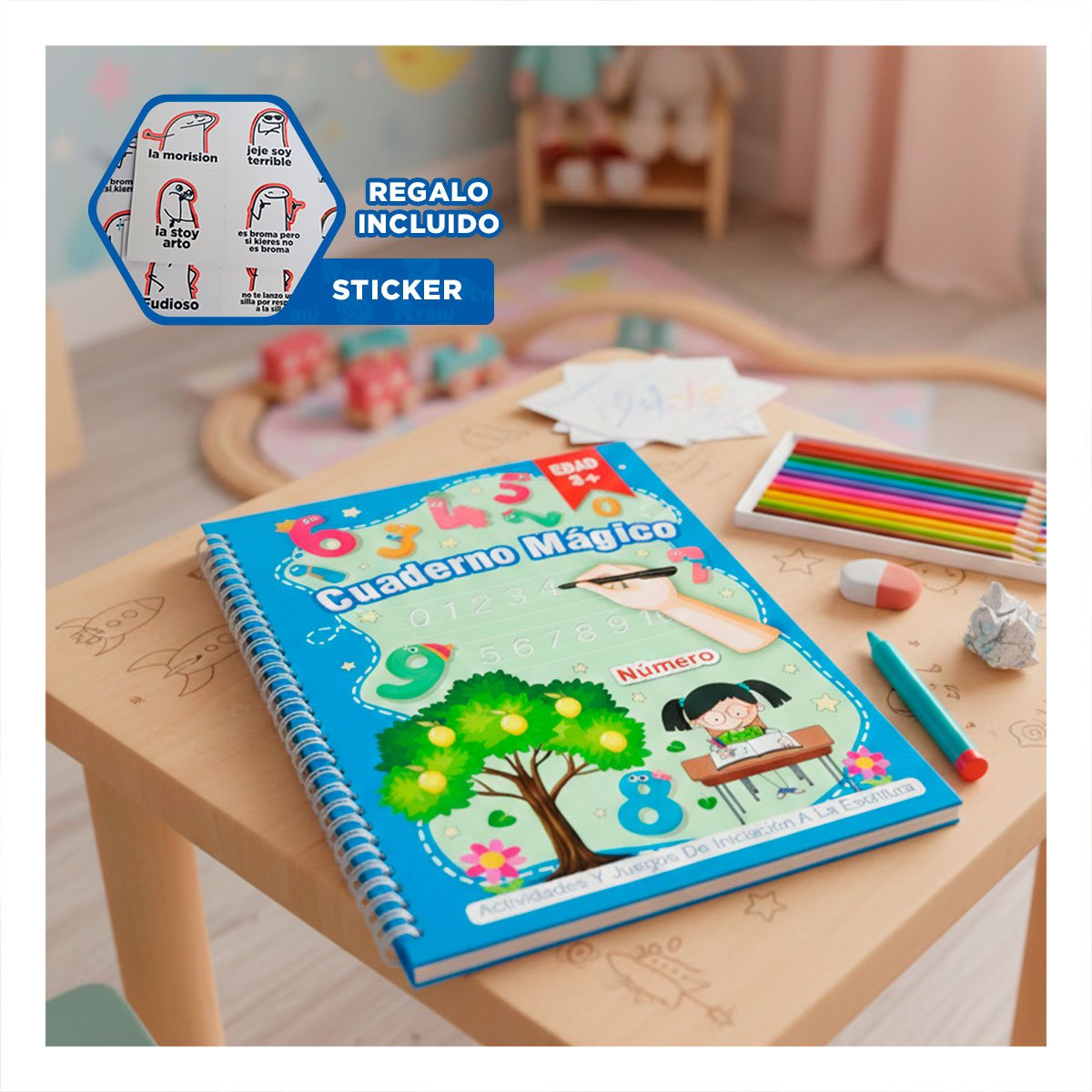 PRACTICO CUADERNO AZUL MAGICO PARA DIBUJO CREATIVO Y+REGALO STICKER - 1