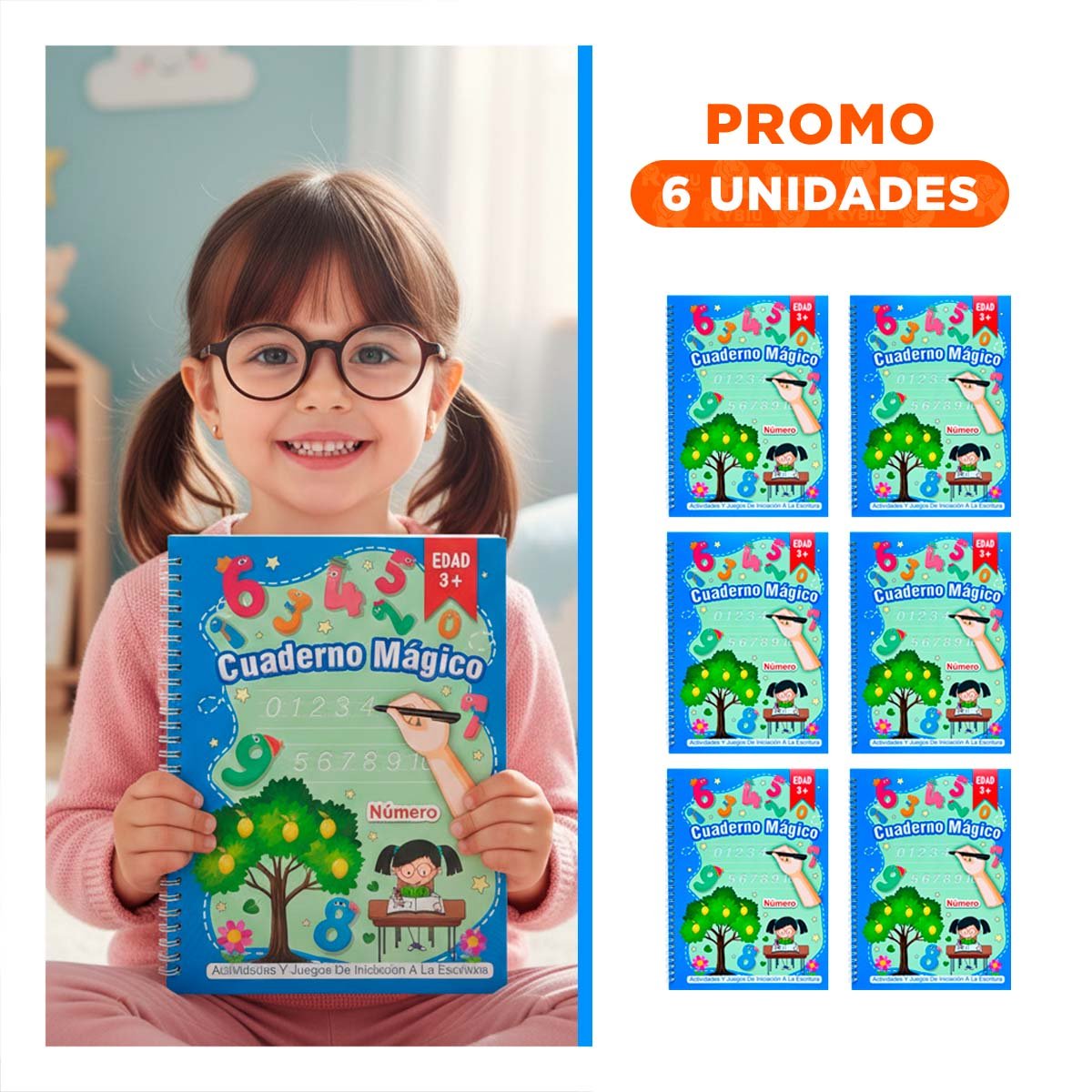 PACK6 PRODUCTO AZUL CUADERNO MAGICO PARA USO ESCOLAR - 1