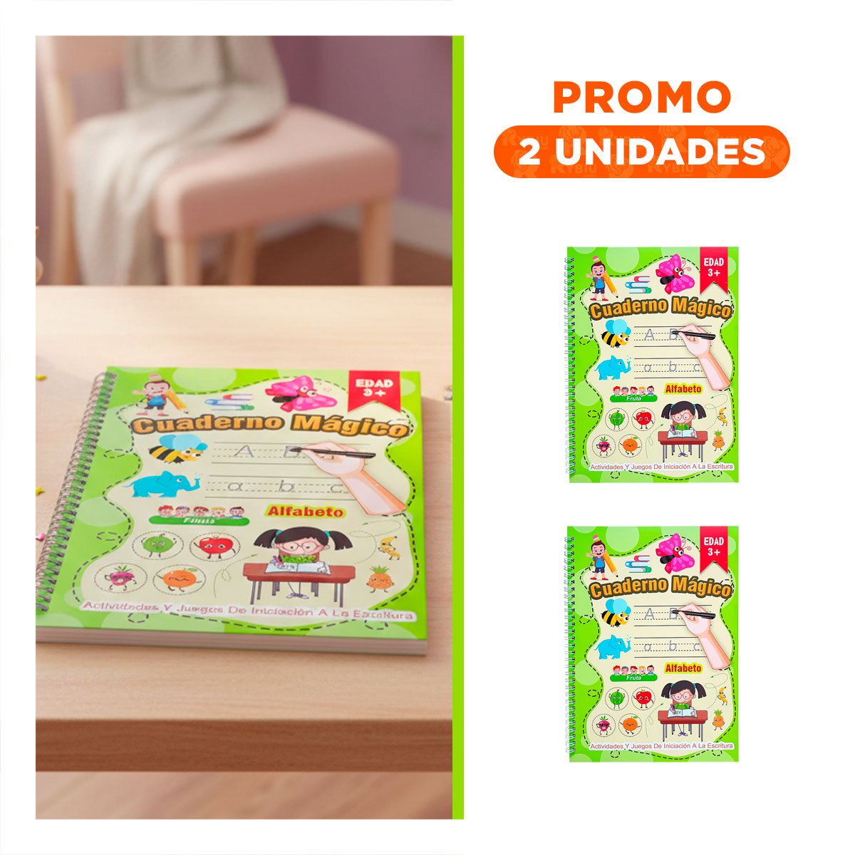 PACK2 DISENO VERDE CLARO CUADERNO MAGICO PARA USO ESCOLAR - 1
