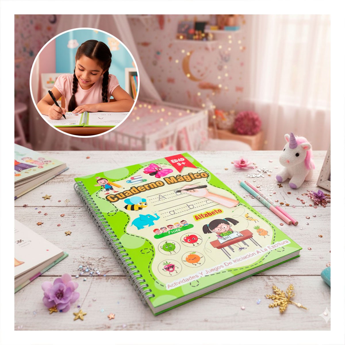 PACK2 DISENO VERDE CLARO CUADERNO MAGICO PARA USO ESCOLAR - 5