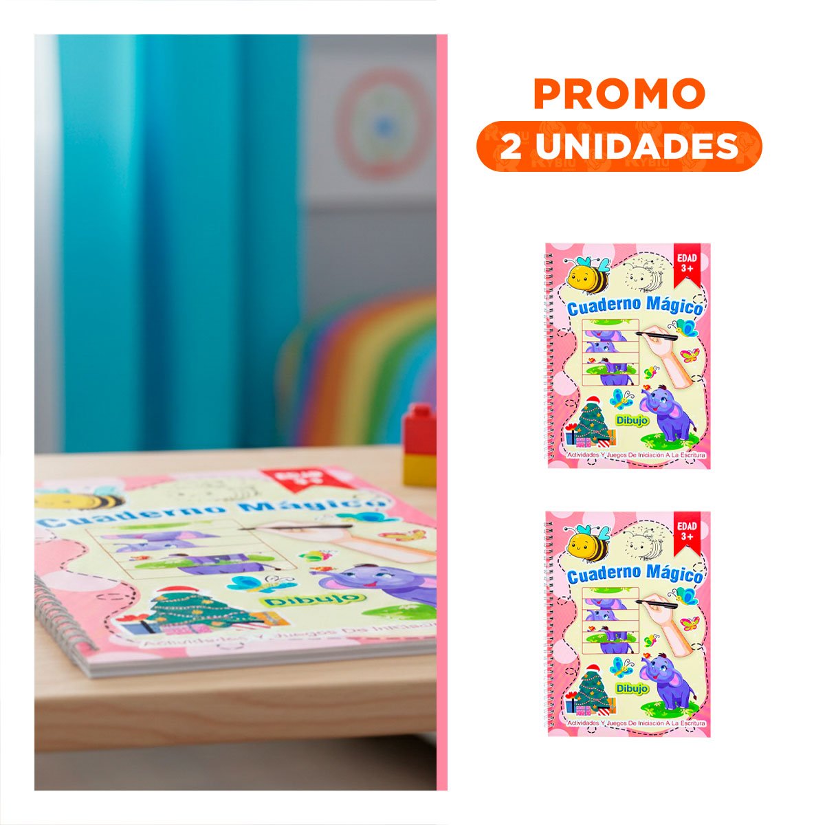 PACK2 DISENO ROSADO CUADERNO MAGICO PARA USO ESCOLAR - 1