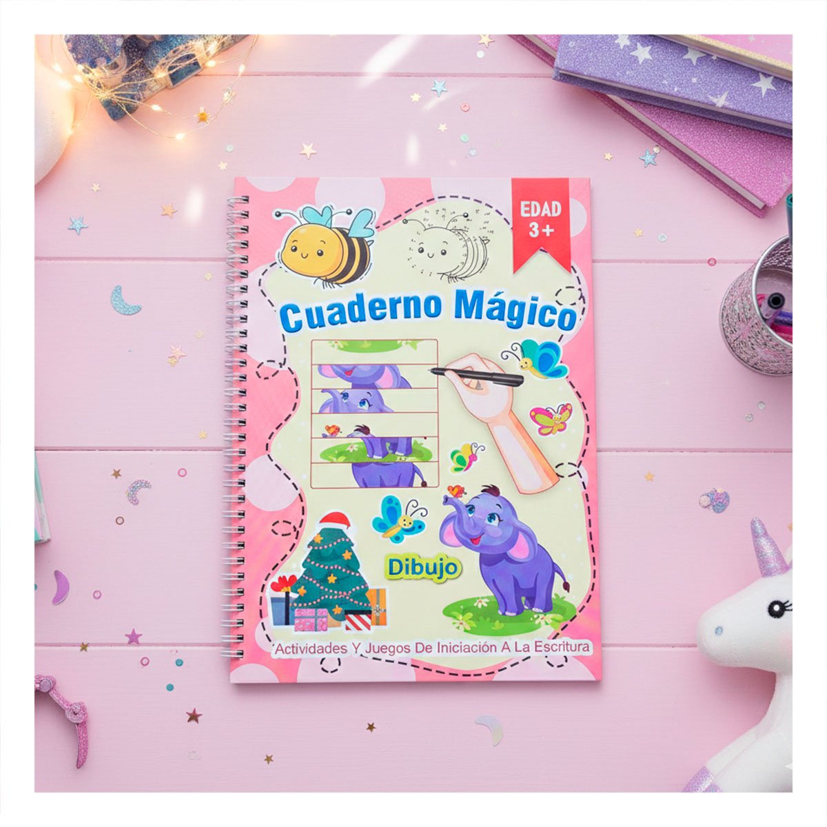 PACK2 DISENO ROSADO CUADERNO MAGICO PARA USO ESCOLAR - 2