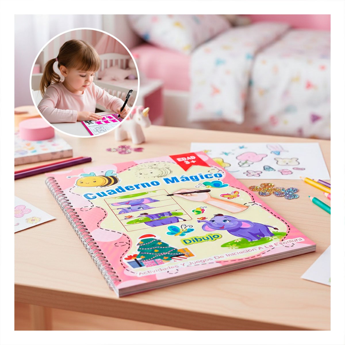 PACK2 DISENO ROSADO CUADERNO MAGICO PARA USO ESCOLAR - 5