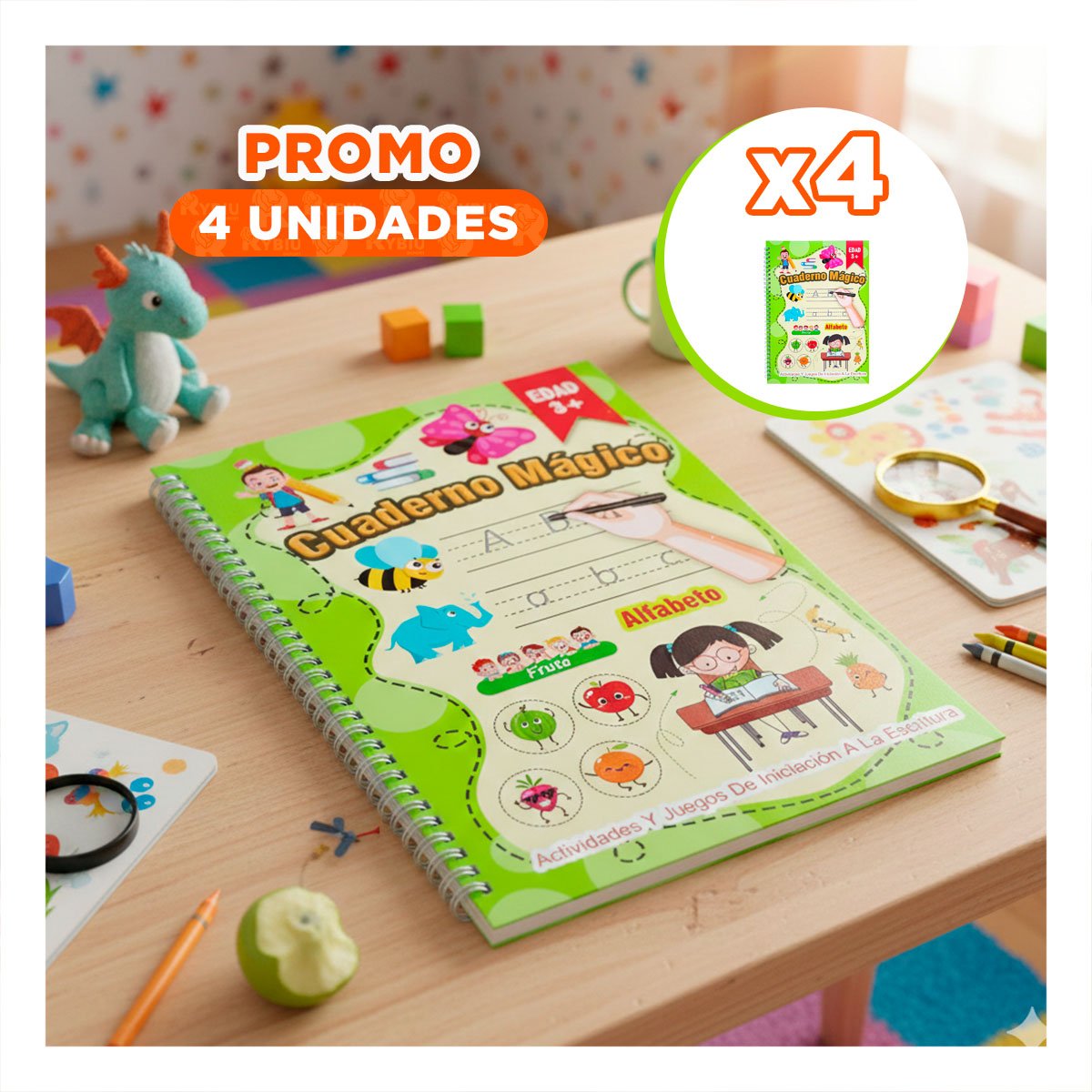 PACK4 VERSION VERDE CLARO CUADERNO MAGICO PARA ESCRITURA CREATIVA - 1