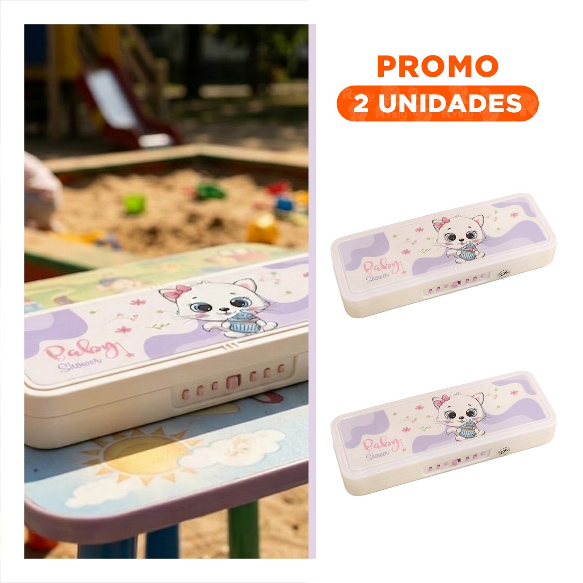 PACK2 BOLSO ESCOLAR CON CLAVE 2 NIVELES DISENO GATO BEIGE - 1