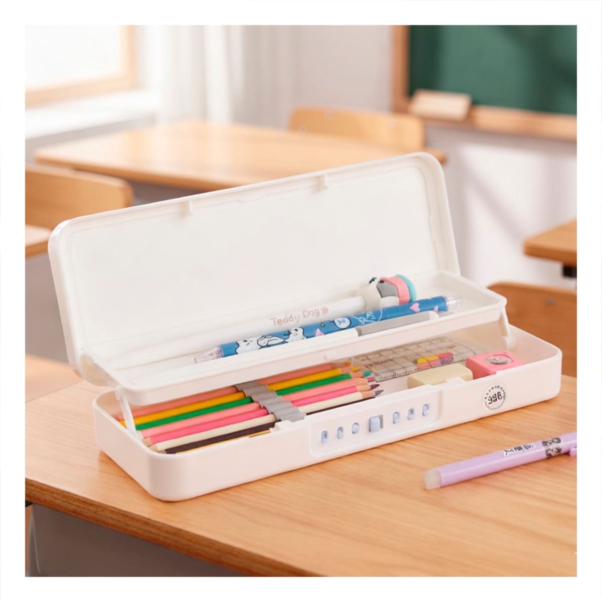 PACK12 PORTALAPICES RESISTENTE CONEJO Y REJAS BEIGE CON CLAVE 2 NIVELES Y+REGALO STICKER - 3