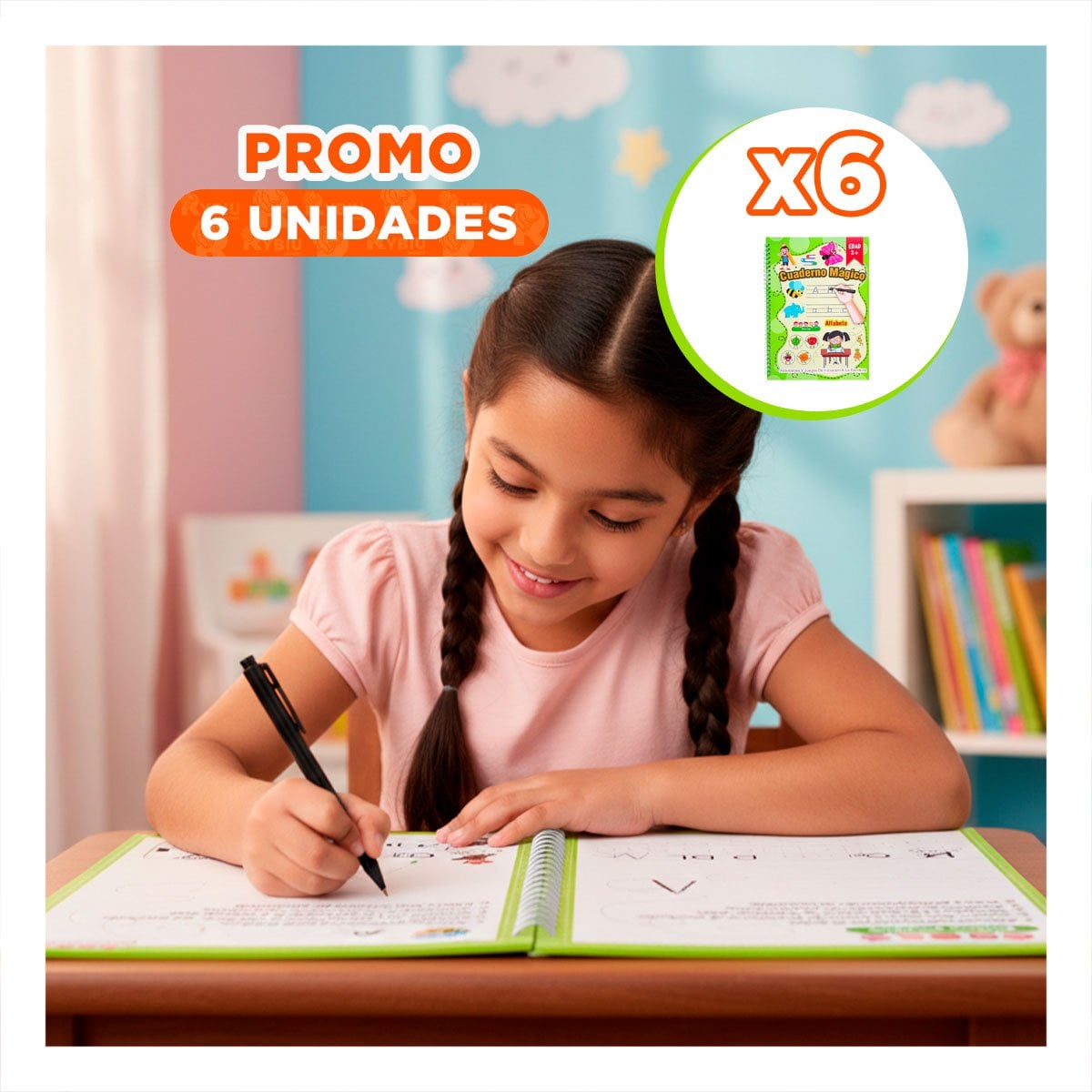 PACK6 UTIL VERDE CLARO CUADERNO MAGICO PARA DIBUJO DIARIO Y+REGALO STICKER - 1
