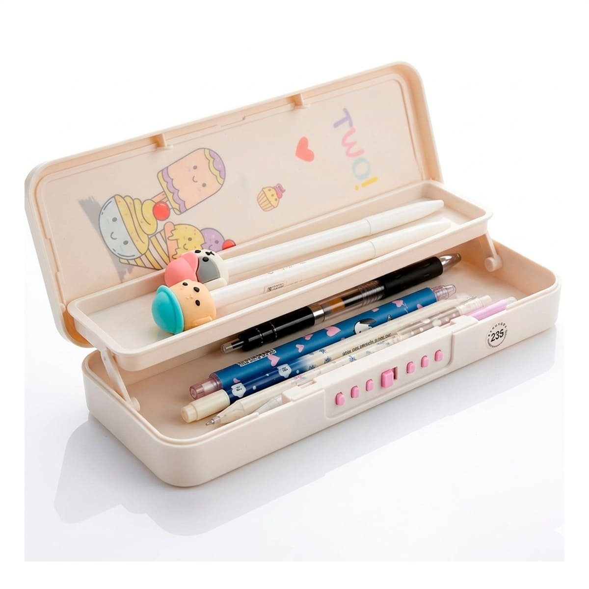 PACK6 LAPICERA SEGURA BEIGE CON CLAVE 2 NIVELES DISENO HELADOS ESCOLAR Y+REGALO STICKER - 2