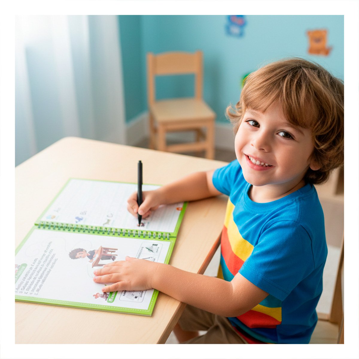 PACK2 FORMATO VERDE CLARO CUADERNO MAGICO PARA PRACTICA INFANTIL Y+PAPEL REGALO - 2