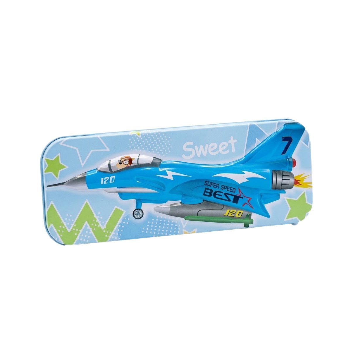 PACK4 LAPICERA PRACTICA CELESTE METALICA CON SEPARADOR PARA UTILES Y+PAPEL REGALO - 3