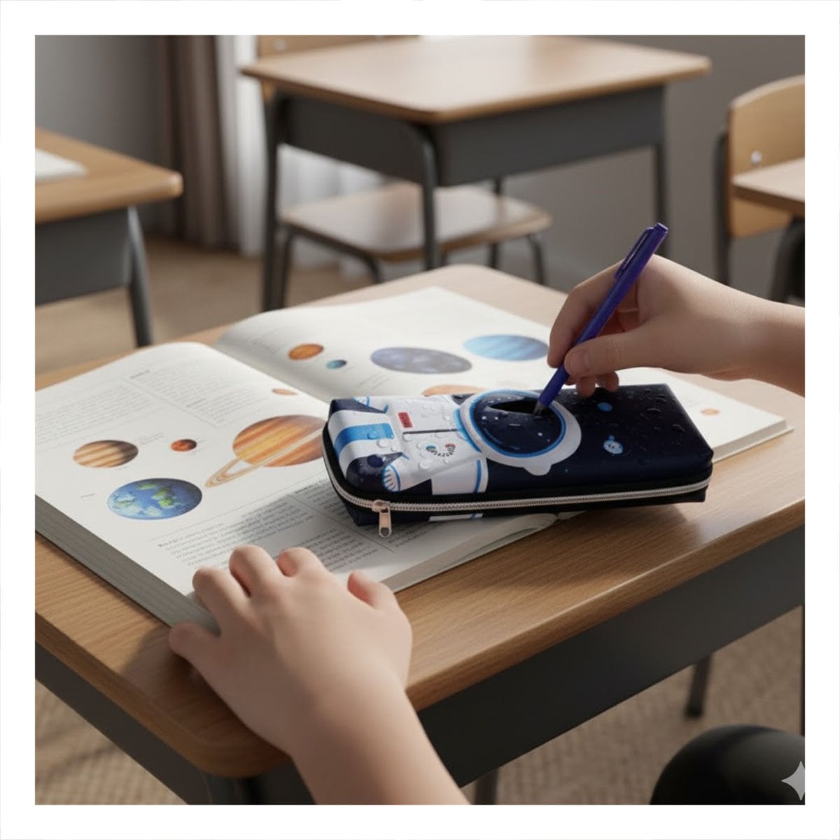 PACK12 FUNDA INFANTIL ASTRONAUTA HAPPY AZUL ALTO RELIEVE CON DISENO LINDO Y PRACTICO - 2