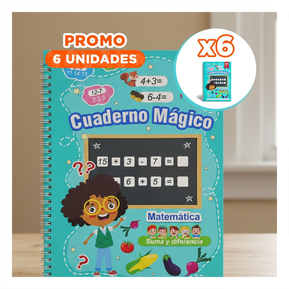 PACK6 UTIL CELESTE CUADERNO MAGICO PARA DIBUJO DIARIO Y+REGALO STICKER - 1