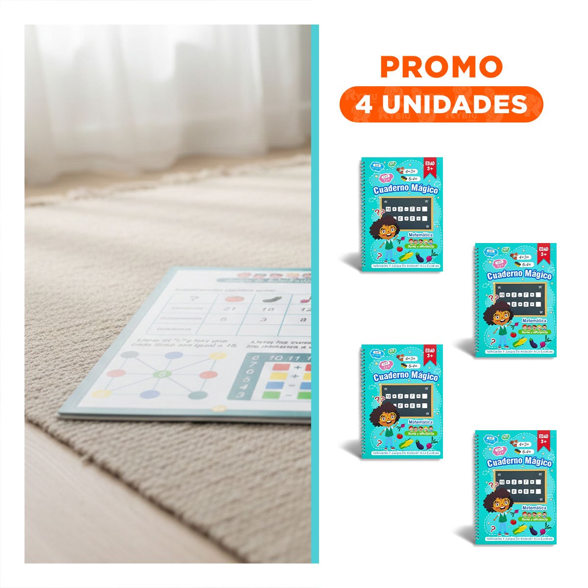 PACK4 PRESENTACION CELESTE CUADERNO MAGICO PARA DIBUJO INFANTIL Y+REGALO STICKER - 1