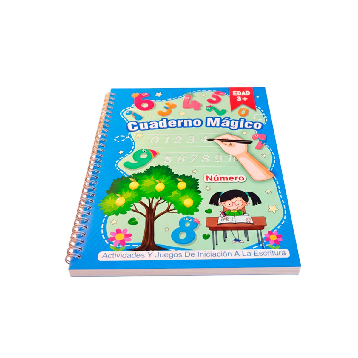 PACK4 LINEA AZUL CUADERNO MAGICO PARA NOTAS ESCOLARES Y+PAPEL REGALO - 3