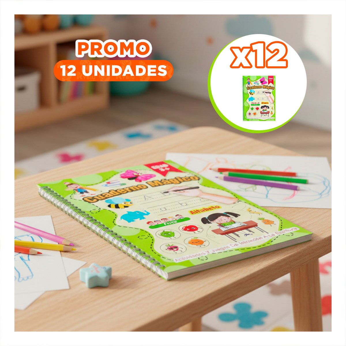 PACK12 ACCESORIO VERDE CLARO CUADERNO MAGICO PARA MOCHILA ESCOLAR - 1