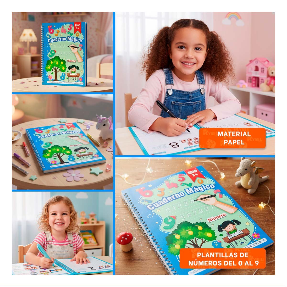 PACK4 PRESENTACION AZUL CUADERNO MAGICO PARA DIBUJO INFANTIL Y+REGALO STICKER - 2