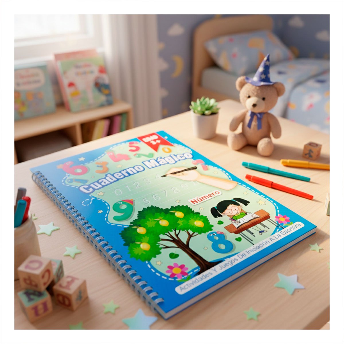 PACK4 PRESENTACION AZUL CUADERNO MAGICO PARA DIBUJO INFANTIL Y+REGALO STICKER - 5