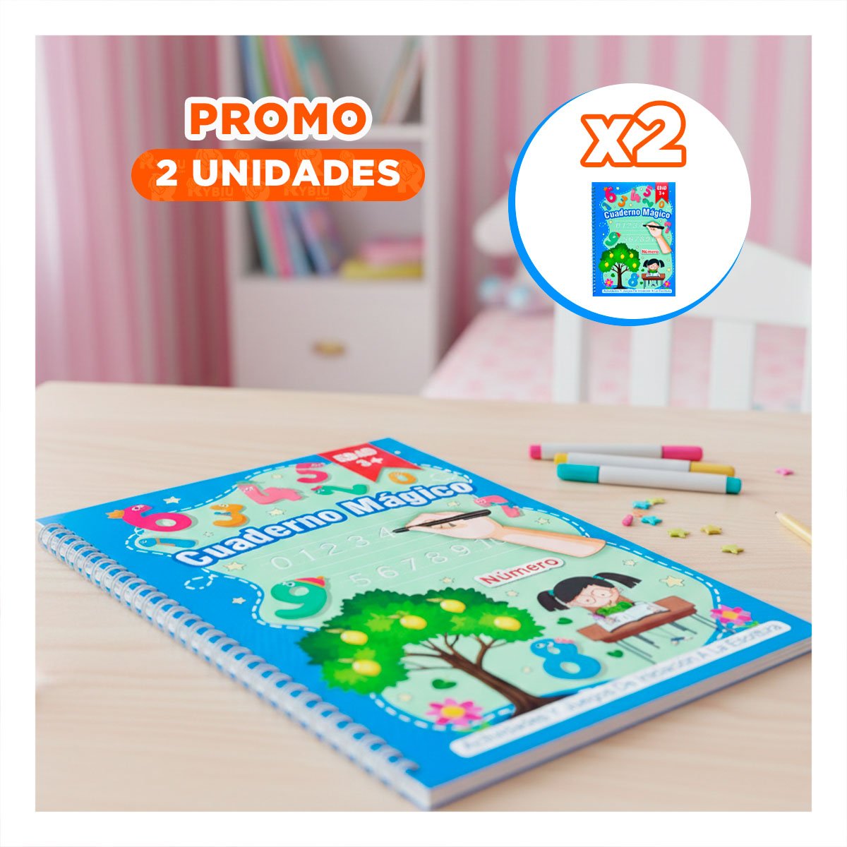 PACK2 MODELO AZUL CUADERNO MAGICO PARA DIBUJO DIARIO Y+REGALO STICKER - 1