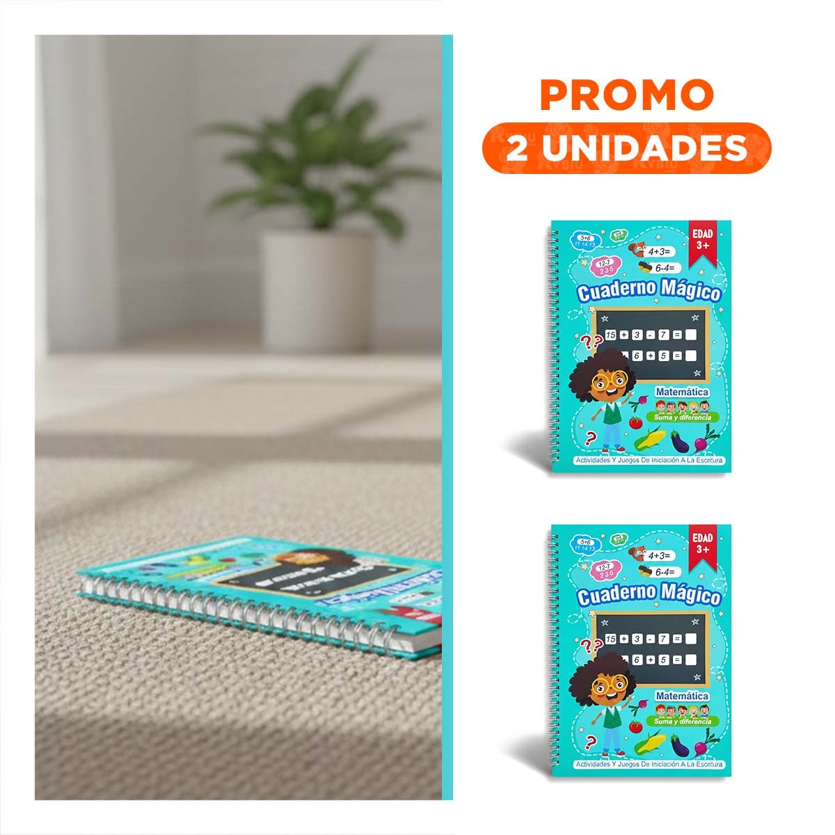 PACK2 DISENO CELESTE CUADERNO MAGICO PARA USO ESCOLAR - 1