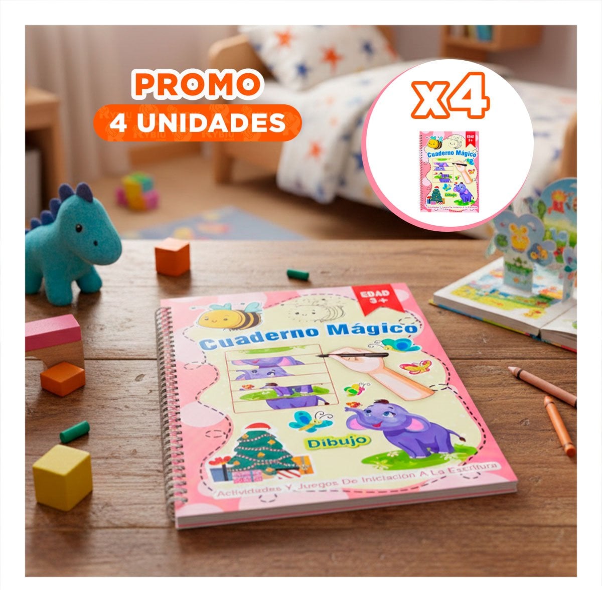 PACK4 VERSION ROSADO CUADERNO MAGICO PARA ESCRITURA CREATIVA - 1