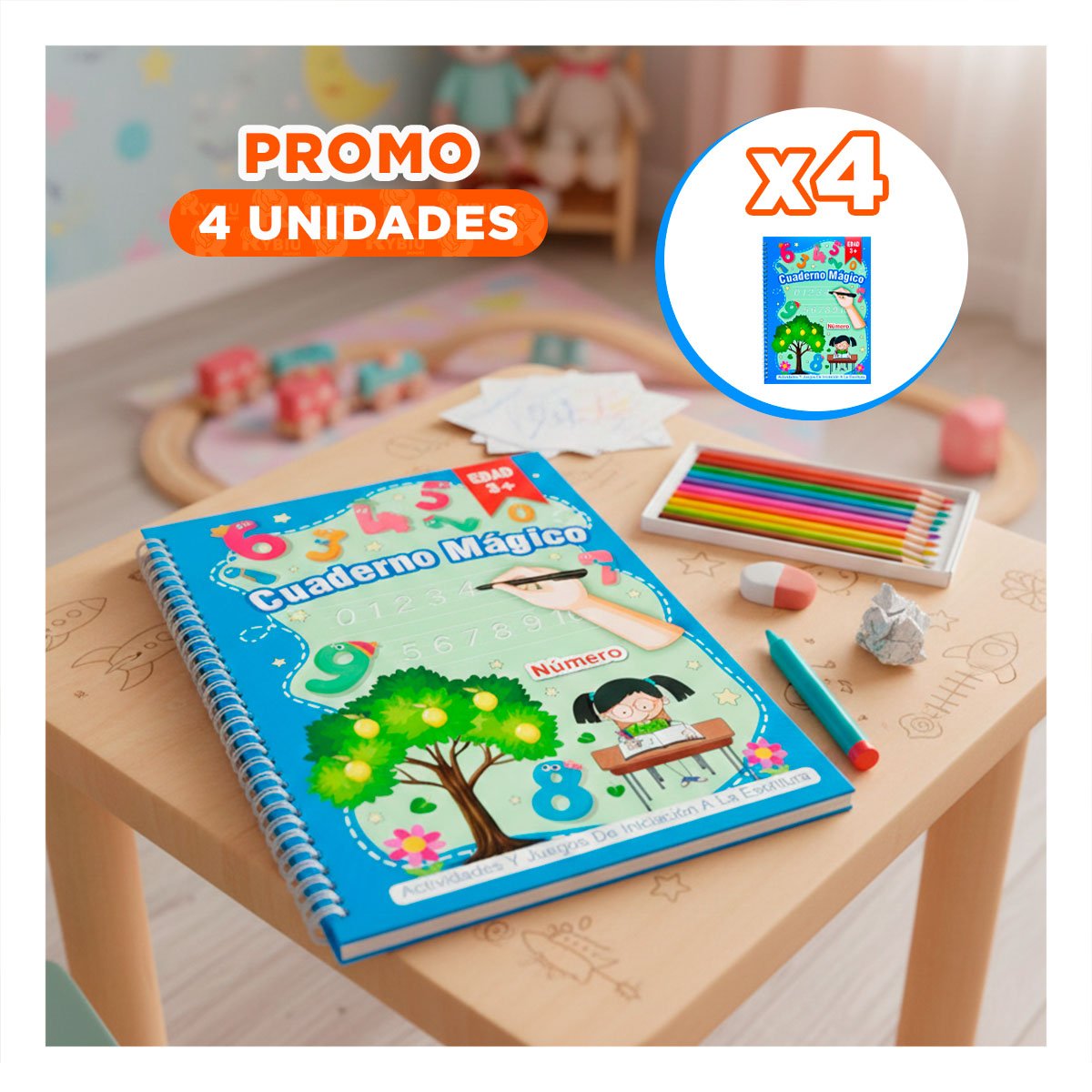 PACK4 VERSION AZUL CUADERNO MAGICO PARA ESCRITURA CREATIVA - 1