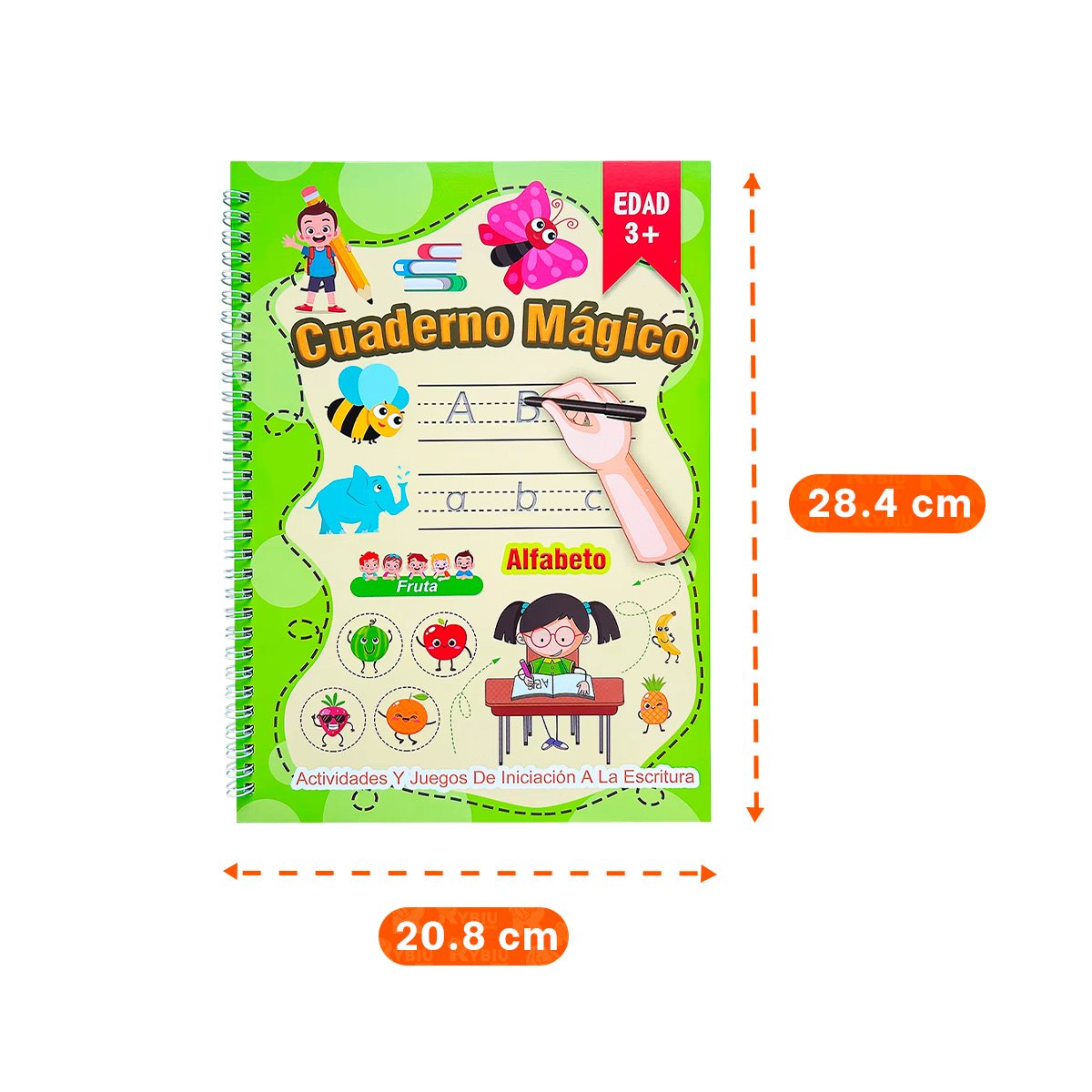 PACK12 INFANCIA CUADERNO VERDE CLARO MAGICO PARA APRENDER ESCRIBIR Y+REGALO STICKER - 4