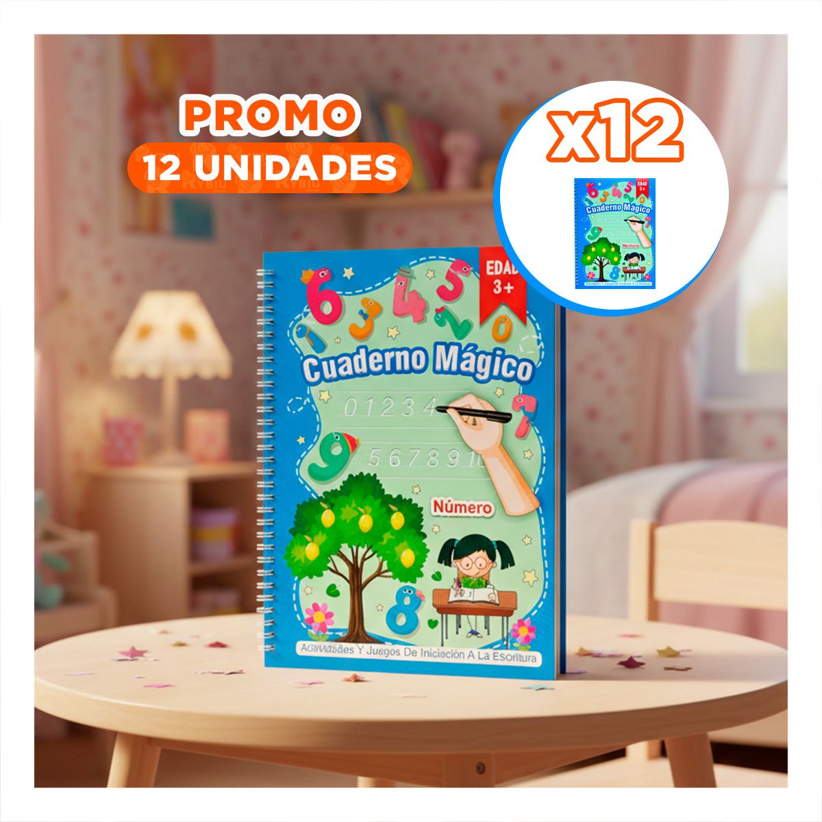 PACK12 ACCESORIO AZUL CUADERNO MAGICO PARA MOCHILA ESCOLAR - 1