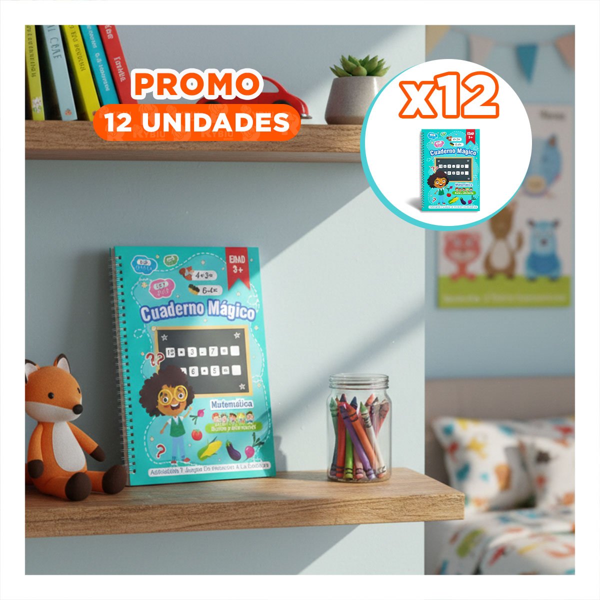 PACK12 ACCESORIO CELESTE CUADERNO MAGICO PARA MOCHILA ESCOLAR - 1